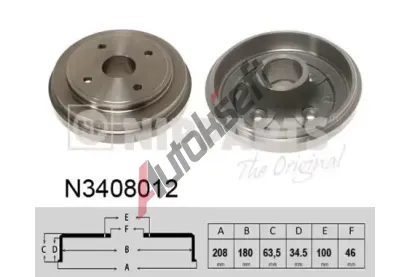 NIPPARTS / BLUE PRINT Brzdový buben NI N3408012, N3408012 NIPPARTS / BLUE PRINT Brzdový buben NI N3408012, N3408012