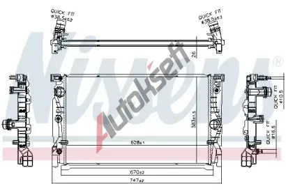 NISSENS Chladič vody NIS 606230, 606230  NISSENS Chladič vody NIS 606230, 606230