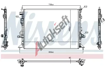 NISSENS Chladič vody NIS 606908, 606908  NISSENS Chladič vody NIS 606908, 606908