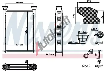 NISSENS Výměník tepla vnitřního vytápění NIS 707309, 707309 NISSENS Výměník tepla vnitřního vytápění NIS 707309, 707309