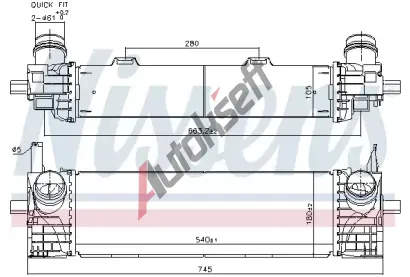 NISSENS Chladič vzduchu intercooler NIS 961338, 961338  NISSENS Chladič vzduchu intercooler NIS 961338, 961338