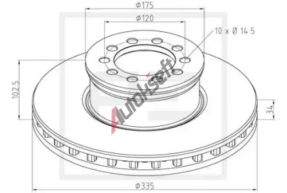 PE Automotive Brzdový kotouč - 335 mm PEA 016.662-00A, 016.662-00A PE Automotive Brzdový kotouč - 335 mm PEA 016.662-00A, 016.662-00A