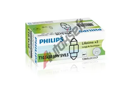 PHILIPS rovka 12V 10W SV8,5 LongLife EcoVision PHI 12860LLECOCP, 12860LLECOCP