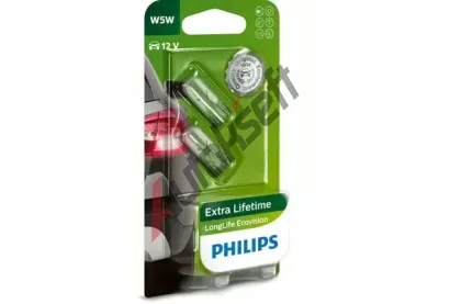 PHILIPS rovka W5W 12V/5V 5W/12W W2,1x9,5d LongLife EcoVision PHI 12961LLECOB2, 12961LLECOB2