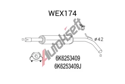 QWP Střední tlumič výfuku QWP WEX174, WEX174 QWP Střední tlumič výfuku QWP WEX174, WEX174