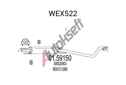 QWP Střední tlumič výfuku QWP WEX522, WEX522 QWP Střední tlumič výfuku QWP WEX522, WEX522