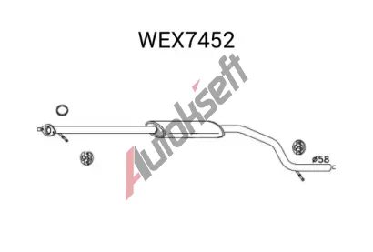 QWP Střední tlumič výfuku QWP WEX7452, WEX7452  QWP Střední tlumič výfuku QWP WEX7452, WEX7452