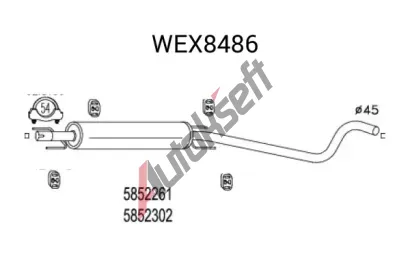QWP Střední tlumič výfuku QWP WEX8486, WEX8486 QWP Střední tlumič výfuku QWP WEX8486, WEX8486