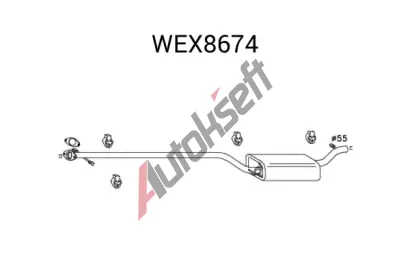 QWP Střední tlumič výfuku QWP WEX8674, WEX8674 QWP Střední tlumič výfuku QWP WEX8674, WEX8674