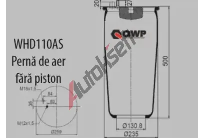 QWP Měch pneumatického odpružení QWP WHD110AS, RML 75995 QWP Měch pneumatického odpružení QWP WHD110AS, RML 75995