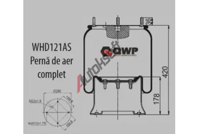 QWP Měch pneumatického odpružení QWP WHD121AS, 5000790692 QWP Měch pneumatického odpružení QWP WHD121AS, 5000790692