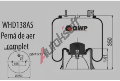 QWP Měch pneumatického odpružení QWP WHD138AS, WHD138AS QWP Měch pneumatického odpružení QWP WHD138AS, WHD138AS