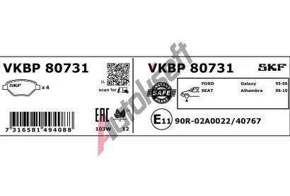 SKF Sada brzdovch destiek SK VKBP80731, VKBP 80731