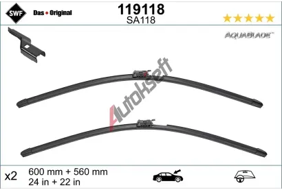 SWF Sada stěračů ORIGINAL VISIOFLEX AQUABLADE - 600 + 560 mm SWF 119118, 119118 SWF Sada stěračů ORIGINAL VISIOFLEX AQUABLADE - 600 + 560 mm SWF 119118, 119118