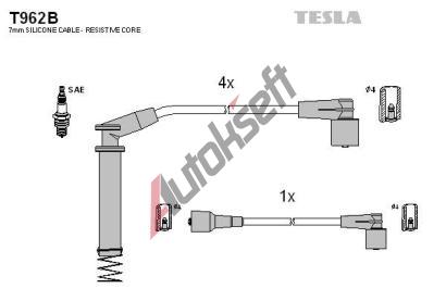 TESLA Sada kabel pro zapalovn TE T962B, T962B