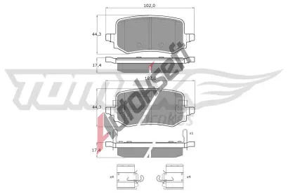 TOMEX Brakes Sada brzdov�ch desti�ek TMX TX 60-44, TX 60-44