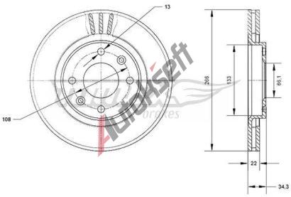 TOMEX Brakes Brzdov kotou - 266 mm TMX TX 70-05, TX 70-05