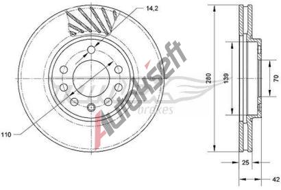 TOMEX Brakes Brzdov kotou - 280 mm TMX TX 70-11, TX 70-11