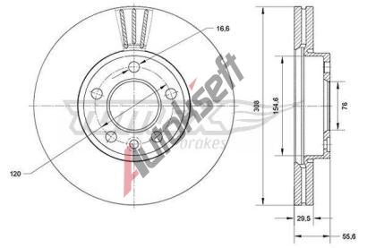 TOMEX Brakes Brzdov kotou - 308 mm TMX TX 71-04, TX 71-04