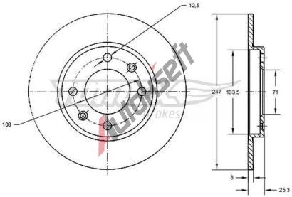 TOMEX Brakes Brzdov kotou - 247 mm TMX TX 71-53, TX 71-53