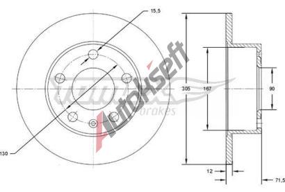 TOMEX Brakes Brzdov kotou - 305 mm TMX TX 71-76, TX 71-76