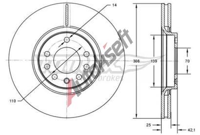 TOMEX Brakes Brzdov kotou - 308 mm TMX TX 72-03, TX 72-03