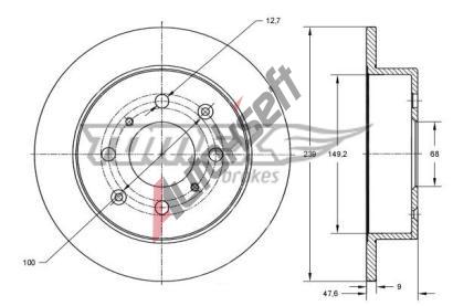 TOMEX Brakes Brzdov kotou - 239 mm TMX TX 72-32, TX 72-32