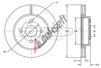 TOMEX Brakes Brzdov kotou - 258 mm TMX TX 72-66, TX 72-66