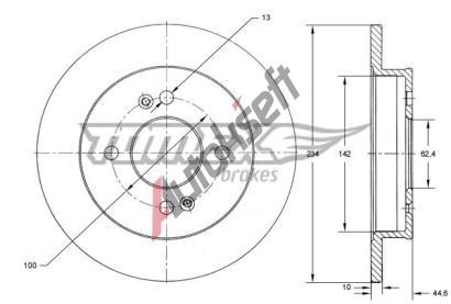 TOMEX Brakes Brzdový kotouč - 234 mm TMX TX 73-38, TX 73-38 TOMEX Brakes Brzdový kotouč - 234 mm TMX TX 73-38, TX 73-38