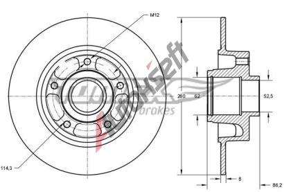 TOMEX Brakes Brzdov kotou s loiskem - 260 mm TMX TX 73-551, TX 73-551