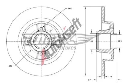TOMEX Brakes Brzdov kotou s loiskem - 250 mm TMX TX 73-571, TX 73-571