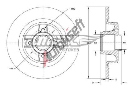 TOMEX Brakes Brzdov kotou s loiskem - 268 mm TMX TX 73-581, TX 73-581