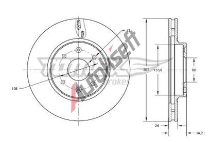 TOMEX Brakes Brzdov kotou - 302 mm TMX TX 73-64, TX 73-64