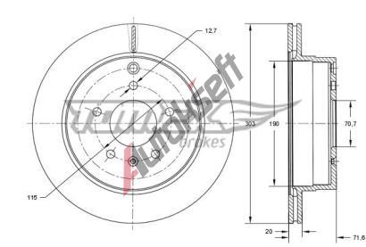 TOMEX Brakes Brzdov kotou - 303 mm TMX TX 73-71, TX 73-71