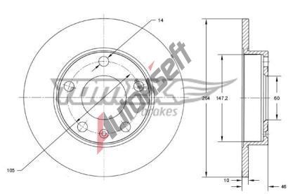 TOMEX Brakes Brzdov kotou - 264 mm TMX TX 73-72, TX 73-72