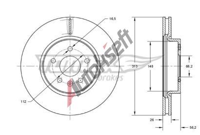 TOMEX Brakes Brzdov kotou - 313 mm TMX TX 73-89, TX 73-89