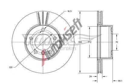 TOMEX Brakes Brzdov kotou - 330 mm TMX TX 73-97, TX 73-97