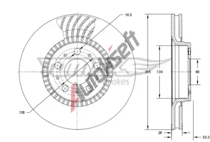 TOMEX Brakes Brzdov kotou - 305 mm TMX TX 74-13, TX 74-13