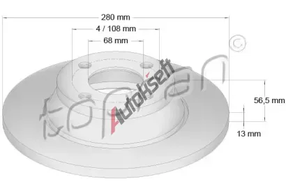 TOPRAN Brzdový kotouč - 280 mm TPR 104 415, 104 415 TOPRAN Brzdový kotouč - 280 mm TPR 104 415, 104 415