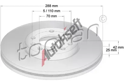 TOPRAN Brzdov kotou - 288 mm TPR 205 521, 205 521