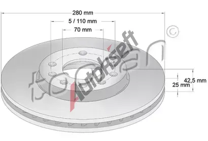 TOPRAN Brzdov kotou COATED - 280 mm TPR 205 524, 205 524