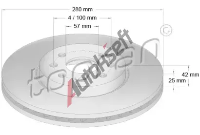 TOPRAN Brzdov kotou - 280 mm TPR 206 858, 206 858