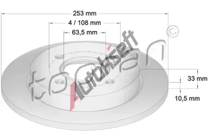 TOPRAN Brzdov kotou - 253 mm TPR 300 293, 300 293