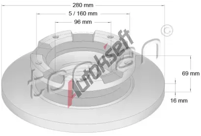 TOPRAN Brzdov kotou - 280 mm TPR 303 971, 303 971