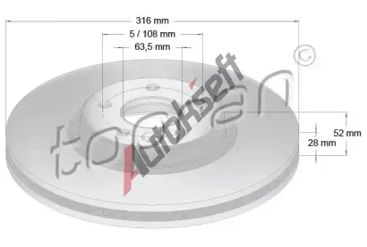 TOPRAN Brzdov kotou COATED - 316 mm TPR 304 405, 304 405
