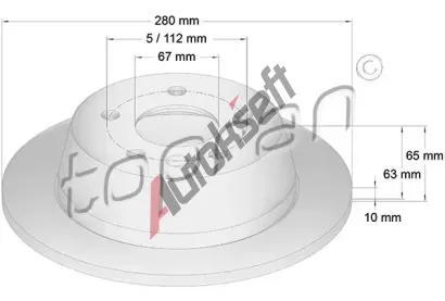 TOPRAN Brzdový kotouč - 280 mm TPR 400 865, 400 865  TOPRAN Brzdový kotouč - 280 mm TPR 400 865, 400 865
