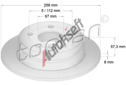 TOPRAN Brzdový kotouč COATED - 258 mm TPR 401 386, 401 386  TOPRAN Brzdový kotouč COATED - 258 mm TPR 401 386, 401 386