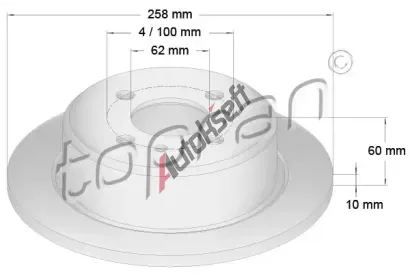 TOPRAN Brzdový kotouč - 258 mm TPR 500 557, 500 557 TOPRAN Brzdový kotouč - 258 mm TPR 500 557, 500 557
