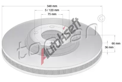 TOPRAN Brzdový kotouč COATED - 348 mm TPR 502 238, 502 238 TOPRAN Brzdový kotouč COATED - 348 mm TPR 502 238, 502 238