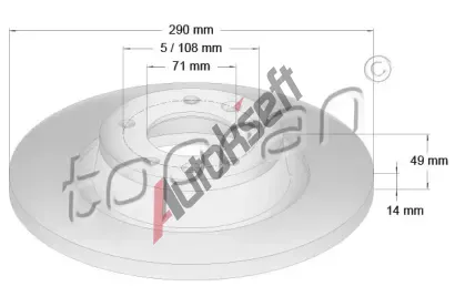 TOPRAN Brzdov kotou - 290 mm TPR 722 487, 722 487